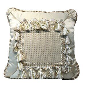 WC Designs Waterford Polyester Conor Paisley 18" x 18" Gold Pillow Tassels